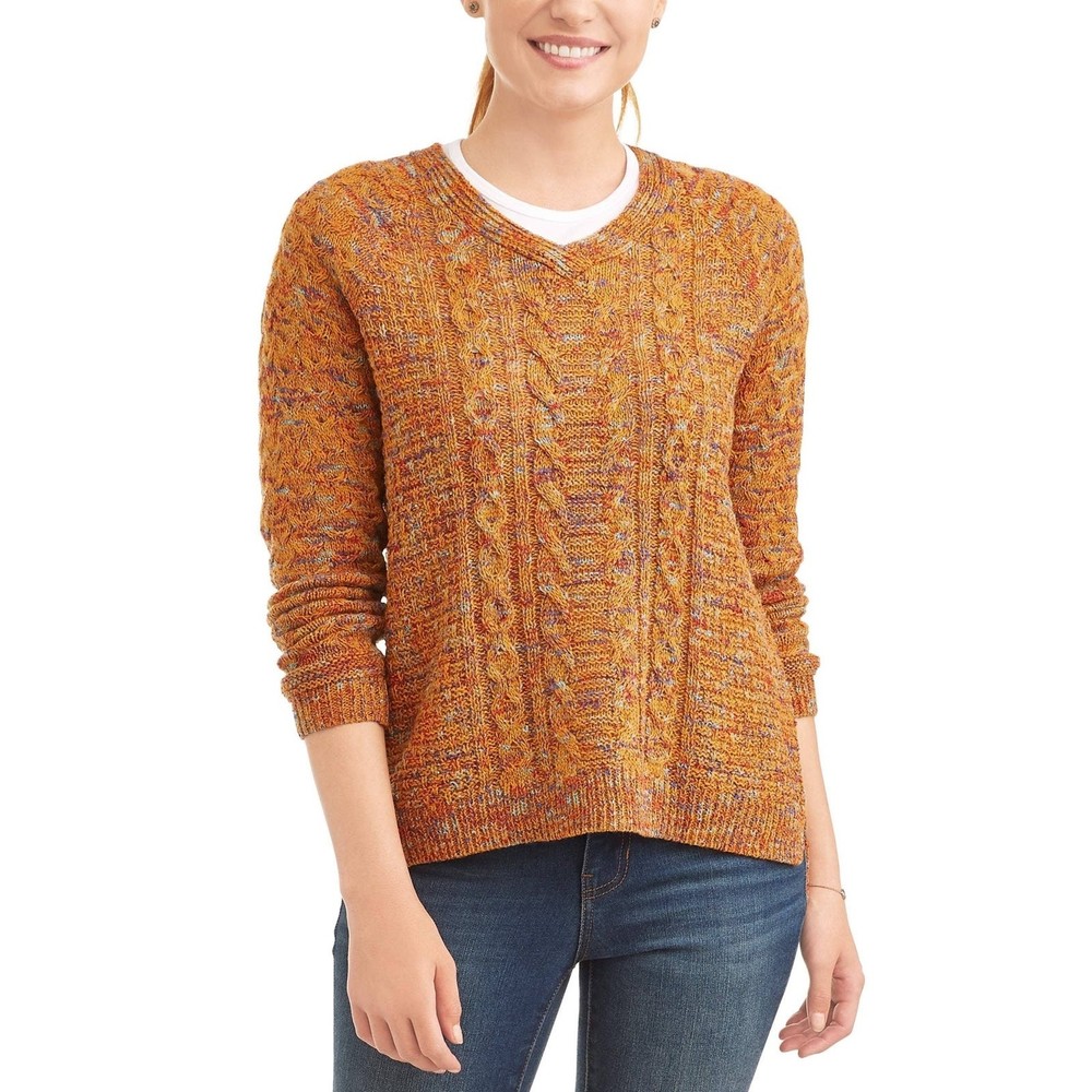 Time & Tru Colorful cable-knit sweater size L (12-14)